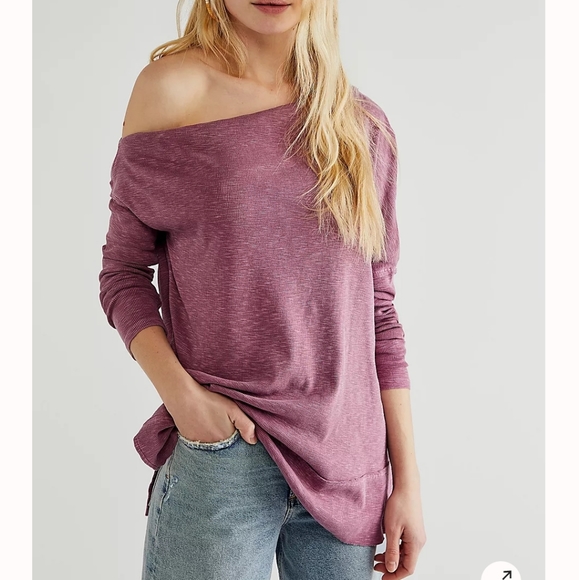 Free People Tops - Free People Get Together Off The Shoulder Long Sleeve Tee Pink Purple